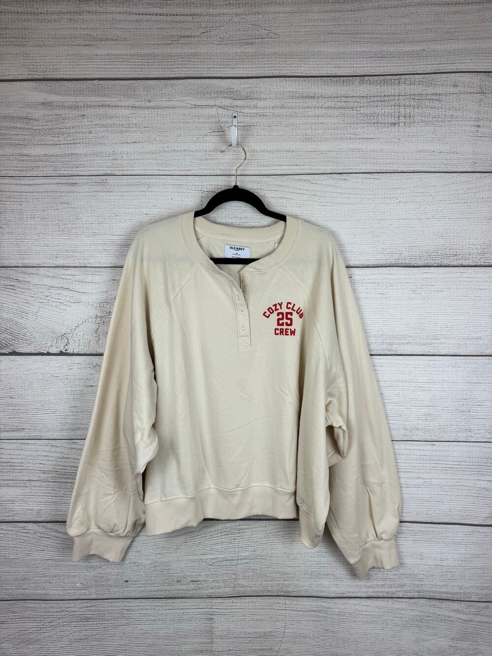 Old Navy Plus Size Cream So Comfy "Cozy Club" Crop Sweatshirt Size 4X